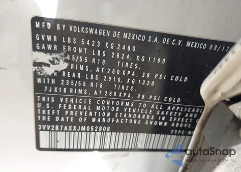 2018 Volkswagen Tiguan 2.0T Se/2.0T Sel from USA, damaged, VIN 3VV2B7AXXJM052808